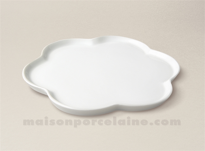 PLATEAU PORCELAINE BLANCHE LIMOGES ROND COQUETIERS LIMOGES D18