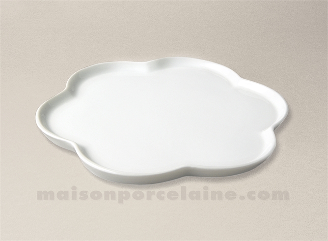 PLATEAU ROND COQUETIERS LIMOGES PORCELAINE BLANCHE D18