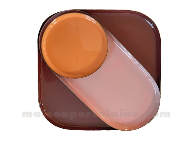 PLATEAUX ÉMAILLÉ ORANGÉ - SET DE 3