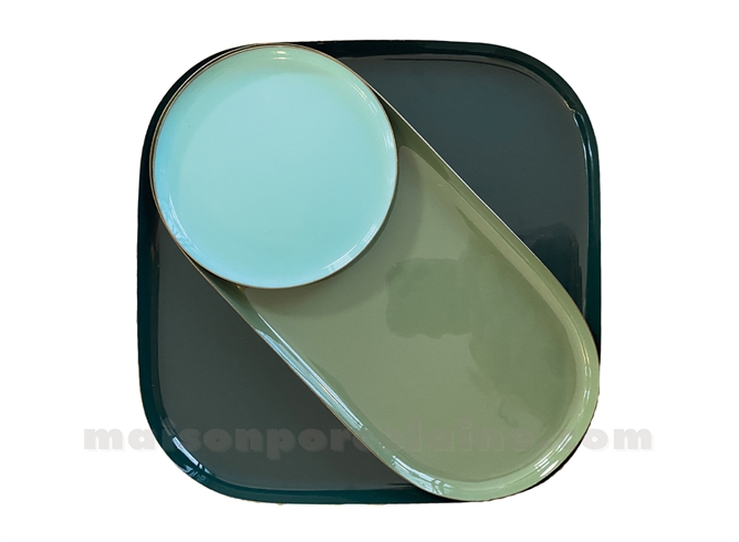 PLATEAUX ÉMAILLÉ VERT - SET DE 3