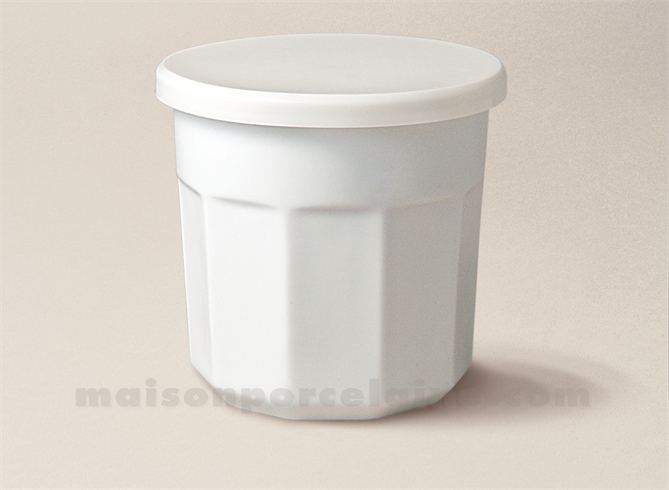 POT CONFITURE+COUVERCLE PORCELAINE BLANCHE PLASTIQUE GM 95X10 350GRSPOT CONFITURE+COUV PLAST GM 100X094 350GRS