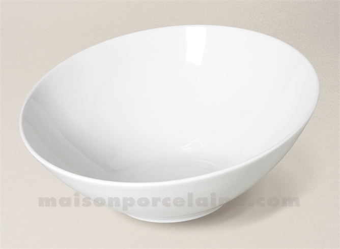 SALADIER INDIVIDUEL BORD INCLINE PORCELAINE BLANCHE 23.5CM