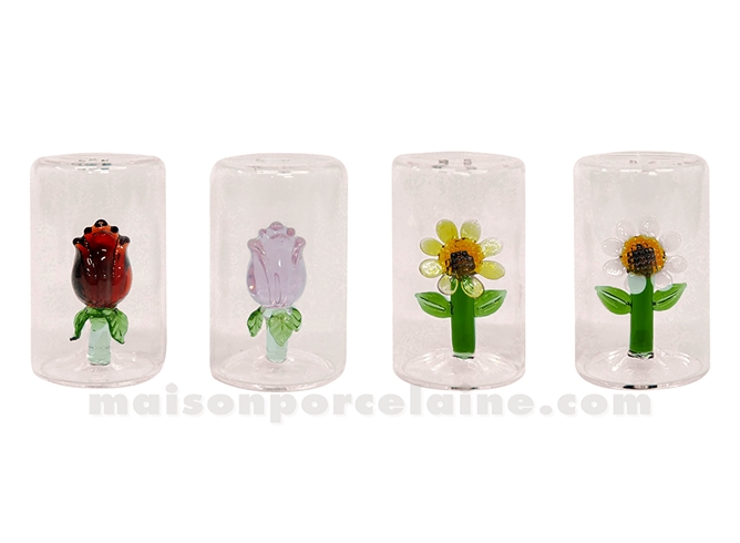 SEL ET POIVRE - SET 3D FLEURS ASSORTIES D4,4 H7,6CM