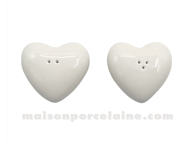 SEL ET POIVRE - SET CŒUR BLANC L7 P6,5 H2CM