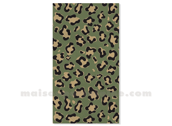 SERVIETTE PAPIER RECTANGLE LÉOPARD KAKI X15