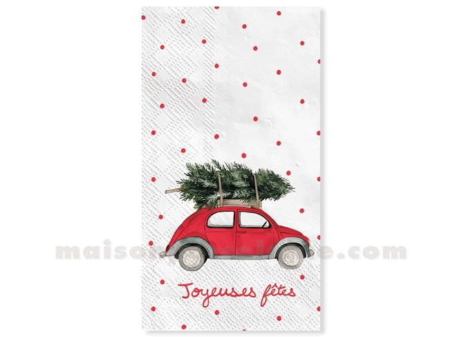 SERVIETTE PAPIER RECTANGLE NOËL VOITURE X15