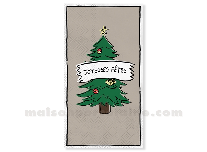 SERVIETTE PAPIER RECTANGLE SAPIN JOYEUSE FÊTE X15