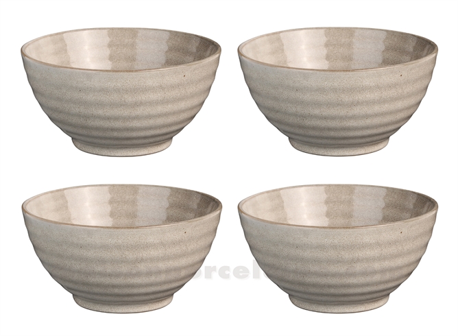 SET 4 BOLS A RAMEN 110CL GRES MEDARD DE NOBLAT FUJI D18 X9 CM BEIGE