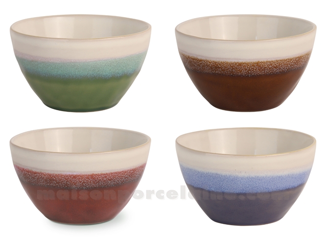 SET 4 BOLS GRES 60 CL MEDARD DE NOBLAT FUJI COLORIS ASSORTIS