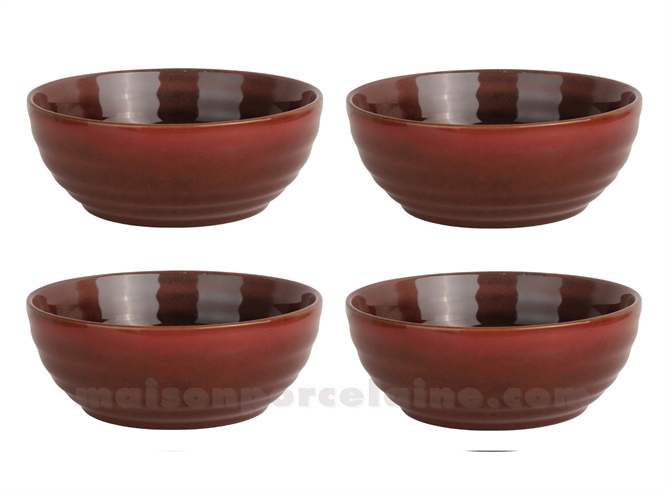 SET 4 POKE BOWL 100CL GRES MEDARD DE NOBLAT FUJI  D18.4 X7.1CM GRENAT