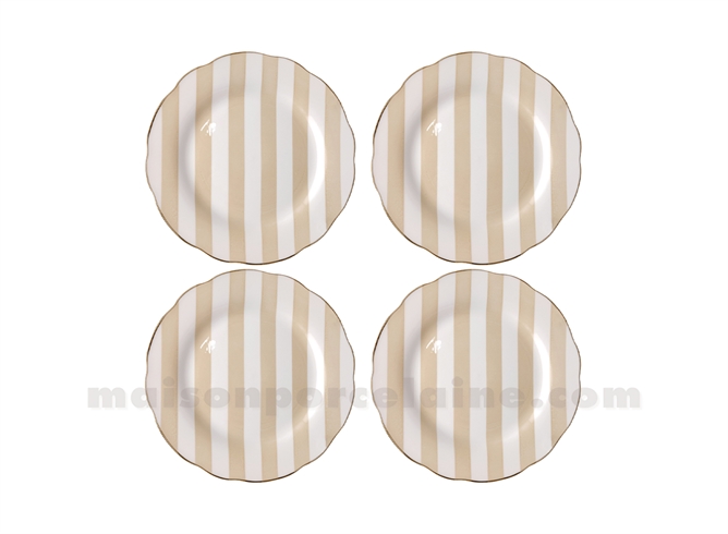SET DE 4 ASSIETTES DESSERT RIVIERA BEIGE D19CM