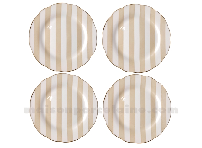 SET DE 4 ASSIETTES PLATE RIVIERA BEIGE D26,7CM