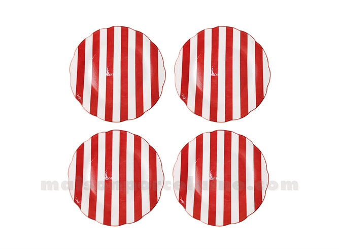 SET DE 4 ASSIETTES PLATES RIVIERA ROUGE D19CM