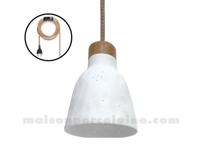 SUSPENSION PORCELAINE PETITS POINTS D12 H14,5CM