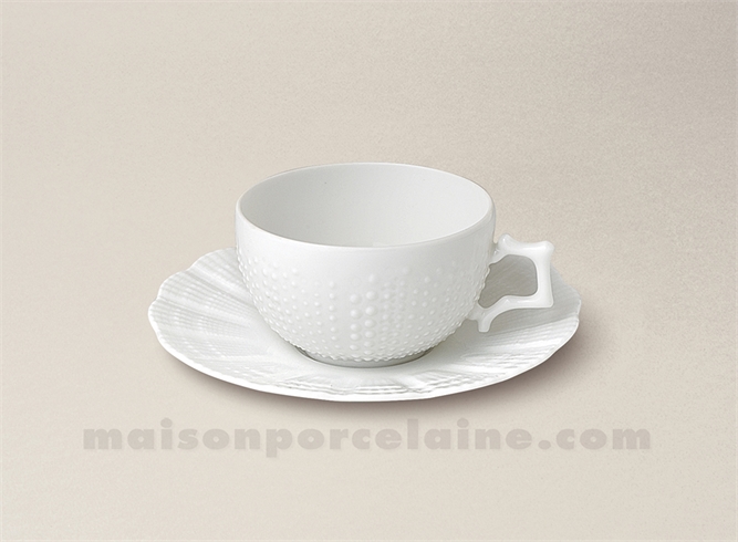 TASSE CAFE+SCPE PATE EXTRA BLANCHE LIMOGES CORAIL 10CLUT VENANT)UT VENANT)