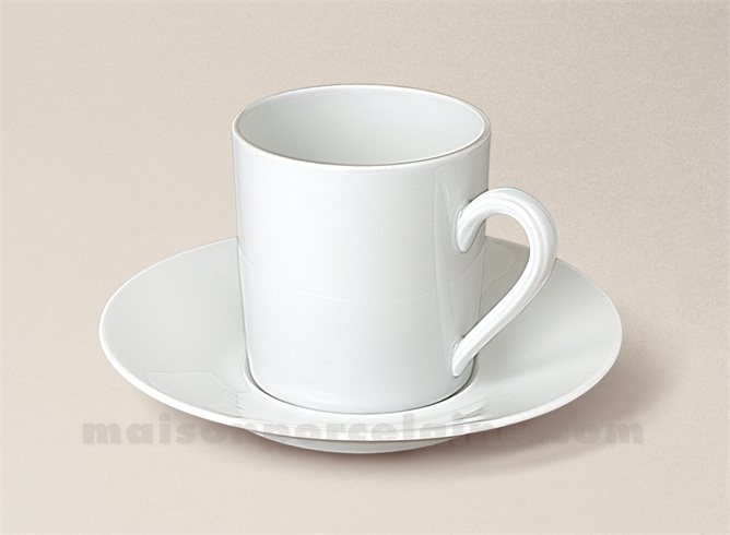 TASSE CAFE+SOUCOUPE PORCELAINE BLANCHE LIMOGES EMPIRE 10CL