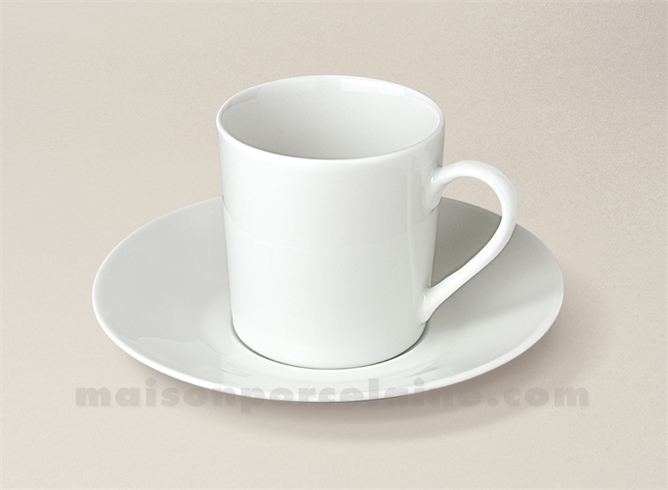 TASSE CAFE+SOUCOUPE PORCELAINE BLANCHE SOLOGNE 10CL