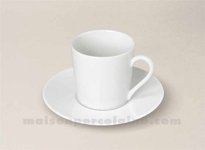 TASSE CAFE+SOUCOUPE PORCELAINE BLANCHE ZEN 5X7 9CL