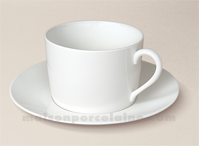 TASSE DEJEUNER EMPIRE+SOUCOUPE PORCELAINE BLANCHE SOLOGNE 36CL