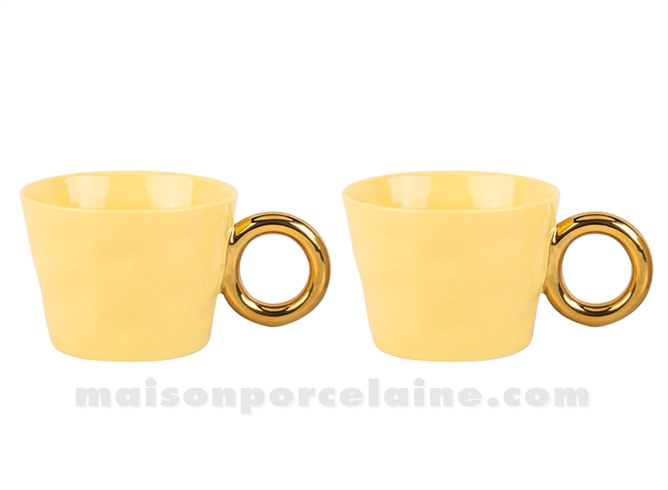 TASSE MATINS CALINS - SET DE 2 JAUNE D10,4CM H7,8CM 33CL