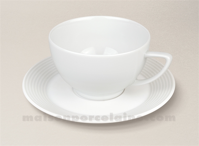 TASSE THE BASSE+SOUCOUPE PORCELAINE BLANCHE ZEBRA