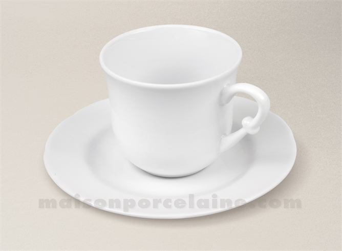 TASSE THE+SOUCOUPE AILE FESTONNEE PORCELAINE BLANCHE BERRY 18CL