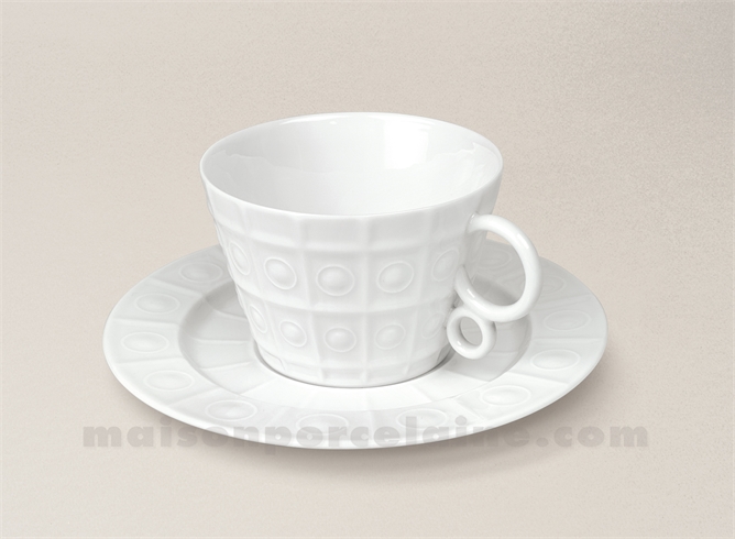 TASSE THE+SOUCOUPE LIMOGES PORCELAINE BLANCHE OSMOSE
