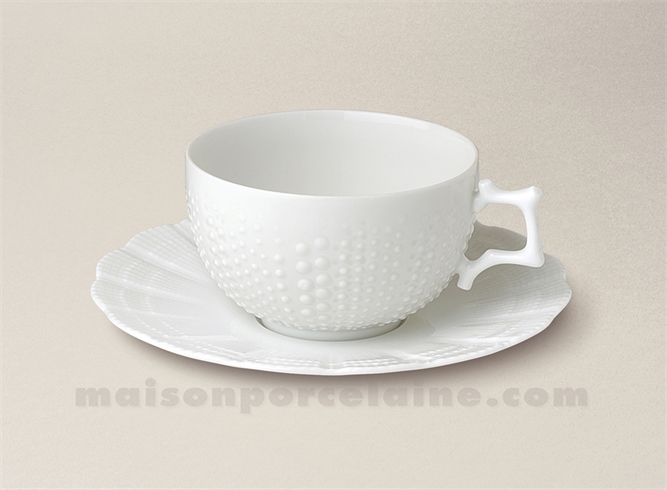 TASSE THE+SOUCOUPE PATE EXTRA BLANCHE LIMOGES CORAIL 20CLNT)NT)NT)NT)NT)