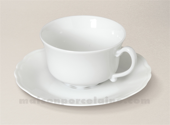 TASSE THE+SOUCOUPE PORCELAINE BLANCHE COLBERT FABRIQUE EN FRANCE 16CL