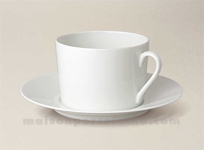 TASSE THE+SOUCOUPE PORCELAINE BLANCHE LIMOGES EMPIRE 20CL