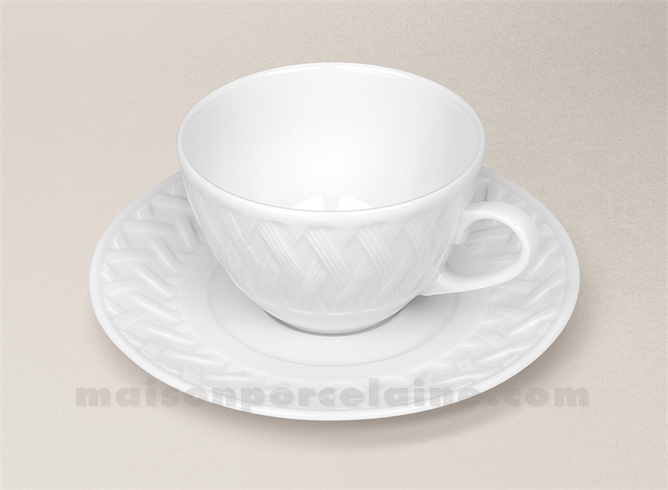 TASSE THE+SOUCOUPE PORCELAINE BLANCHE LOUISIANE 18CL