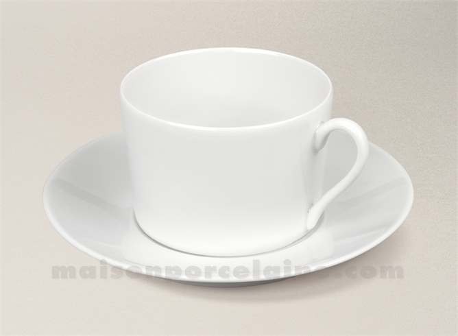 TASSE THE+SOUCOUPE PORCELAINE BLANCHE SOLOGNE 20CL