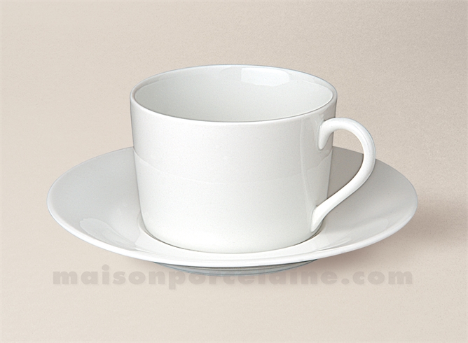 TASSE THE+SOUCOUPE PORCELAINE BLANCHE SOLOGNE 20CL