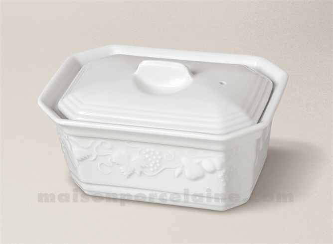 TERRINE OCTOGONALE CALIFORNIA PORCELAINE BLANCHE N°4 15X11 500GRS 60CL