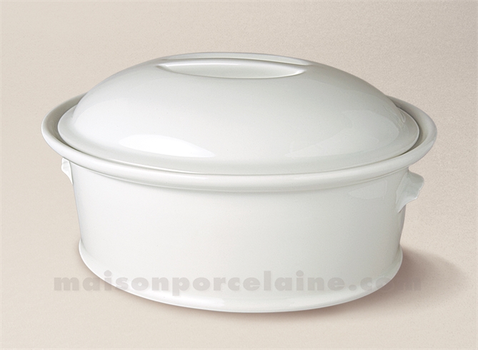 TERRINE OVALE PORCELAINE BLANCHE A FOUR N°3 27X20 2.22L