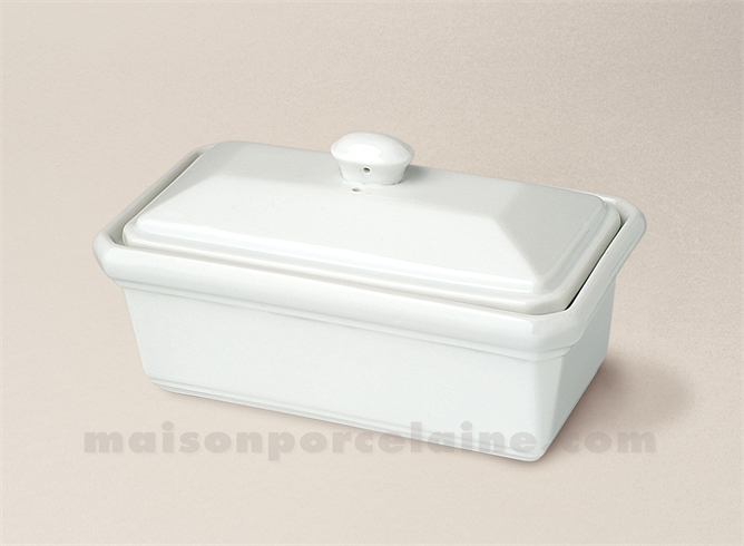 TERRINE PROFESSIONNELLE FOIE GRAS PORCELAINE BLANCHE A FOUR 500GRS 18X10.5X10