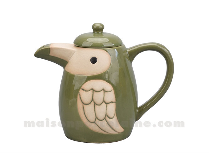 TOUCAN VERT - THÉIÈRE L12,5 P12,5 H16CM