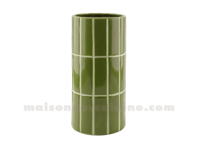 VASE CARRELAGE KAKI D10,5 H23CM