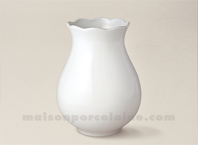 VASE LIMOGES PORCELAINE BLANCHE BOULE NADINE GM 18X14