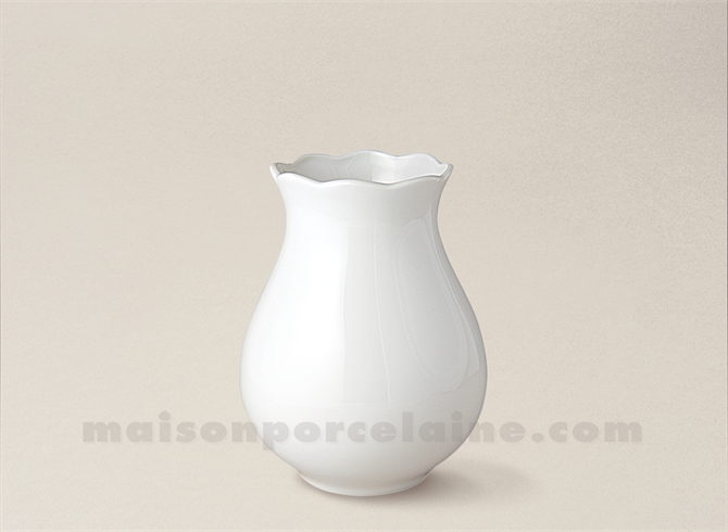 VASE LIMOGES PORCELAINE BLANCHE BOULE NADINE PM 10X8