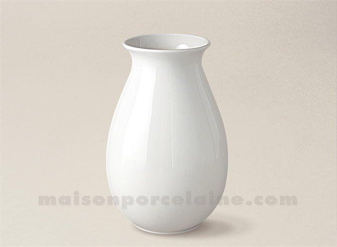 VASE LIMOGES PORCELAINE BLANCHE OBUS COL EVASE 19X12