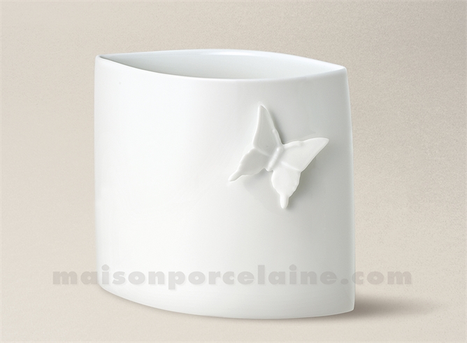 VASE LIMOGES PORCELAINE BLANCHE REBECCA PAPILLON MM 21,5X25 5,15L