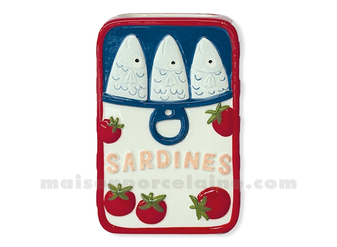 VASE SARDINES TOMATE BLEU L11,1 P6,4 H17,5CM