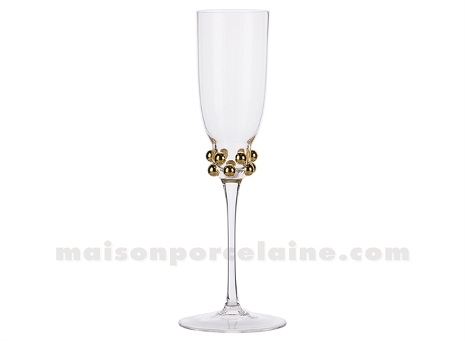 VERRE À CHAMPAGNE PERLÉ DORÉ D5,6 H23,5CM