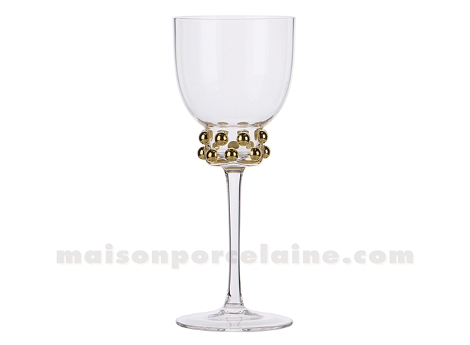 VERRE À PIED PERLÉ DORÉ D8,5 H21CM