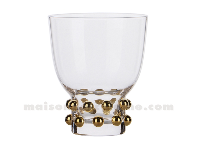 VERRE GOBELET PERLÉ DORÉ D8,4 H10CM