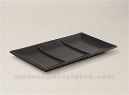 ASSIETTE CARREE/PLATEAU 3 COMPTS GRES C.H.R 25X15X2CM STOCKHOLM EBENELM EBENE