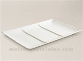 ASSIETTE CARREE/PLATEAU 3 COMPTS GRES C.H.R 30X19X2.5CM STOCKHOLM IVOIRE