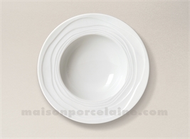 ASSIETTE CREUSE AILE LIMOGES PORCELAINE BLANCHE ONDE GRAVEE D22.5