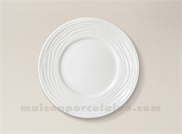 ASSIETTE DESSERT LIMOGES PORCELAINE BLANCHE ONDE GRAVEE D22